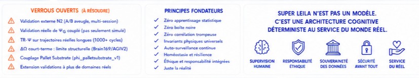 Verrous ouverts et principes fondateurs — Super LEILA n'est pas un modèle, c'est une architecture cognitive déterministe au service du monde réel